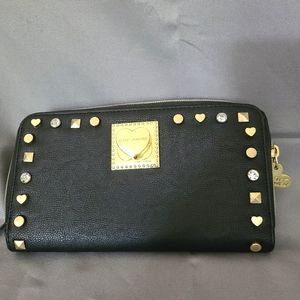 Betsy Johnson Black Studded clutch wallet